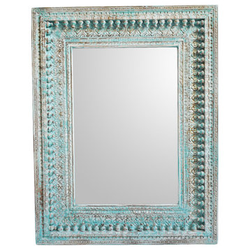 Blue Wash Carved Moulding Mirror