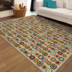 Most Por Modern Outdoor Rugs For 2018 Houzz 1st Avenue Bright Dotted Squares Indoor Outdoor Area Rug Multicolor 7