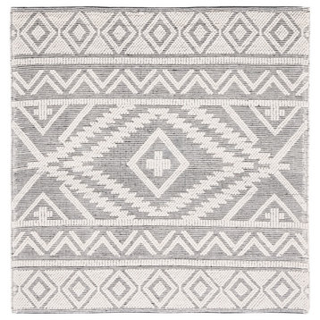 Safavieh Couture Natura Collection NAT275 Rug, Black/Ivory, 6'x6' Square