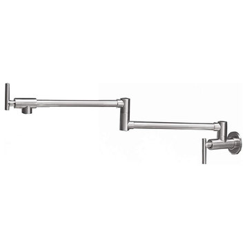 Wellfor Brass Pot Filler Faucet Folding Double Joint Swing Arm, Brushed Nickel