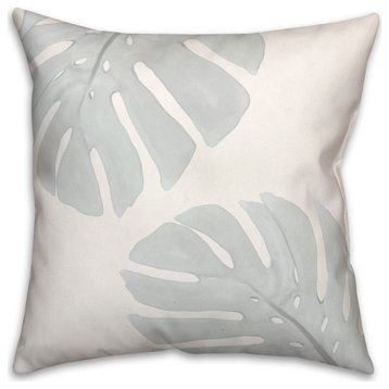 Monstera Leaves Gray 18x18 Pillow
