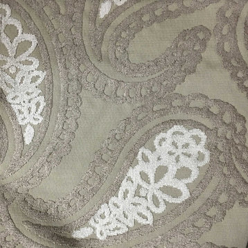 Victoria Bold Paisley Cut Velvet Upholstery Fabric, Beach