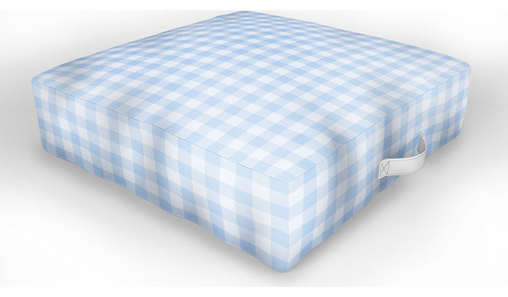 Colour Poems Gingham Pattern Blue Outdoor Floor Cushion - Farmhouse ...