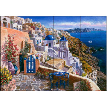 Tile Mural, View Of Santorini by Sam Park/Soho Editions
