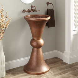 HOLLY DESIGN HAMMERED COPPER PEDESTAL SINK - Bathroom Sinks