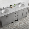 Arezzo Vanity With Carrara White Marble Top, Gray, 72", Without Mirrors