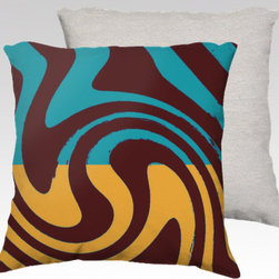 TOROSIETE Throw Pillow Cover - Giro Yellow/Chestnut/Turquoise with White Back - Products