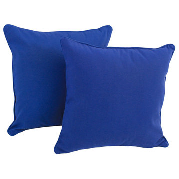 18" Double-Corded Solid Twill Square Throw Pillows, Set of 2, Royal Blue