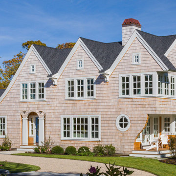 Shingle Style Home with Flat Column Entry - Sea Change - Custom H