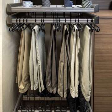 Tenino Walnut Reach-In Closet Display - Campbell Showroom