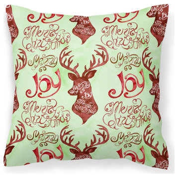 Bb7488Pw1818 Merry Christmas Joy Reindeer Outdoor Canvas Pillow