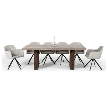 Kezia Modern Concrete & Oak Dining Table