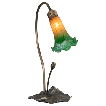 16 High Amber/Green Pond Lily Mini Lamp