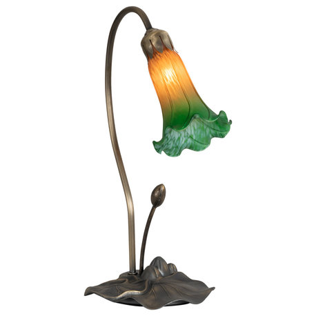 16 High Amber/Green Pond Lily Mini Lamp