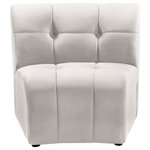 Meridian Furniture - Limitless Velvet Upholstered 1-Piece Modular Chair, Cream - Invest in your home's comfort with this Limitless chair. This modular unit offers tons of flexibility in the number of ways that you can put each piece in the Limitless collection together to get the ideal customized look. Upholstered in cream velvet, this beautiful piece is soft and cool to the touch, so you can feel comfortable from every angle. Button and channel tufting add to this unit's upscale look and contemporary charm.