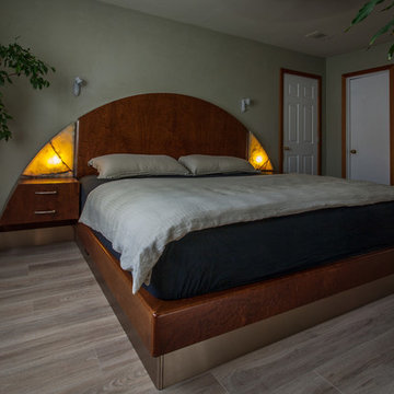 attached nightstand with light