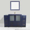 Vanity Art Single Vanity Set With Ceramic Top, 60", Blue, Standard Mirror