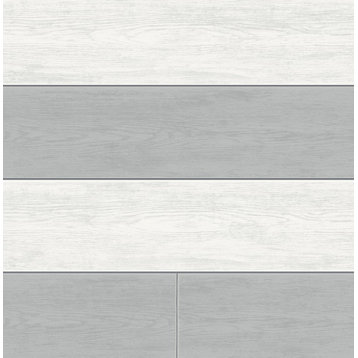 NW43510 NextWall Two Toned Shiplap Coastal Style Argos Gray Vinyl Wallpaper