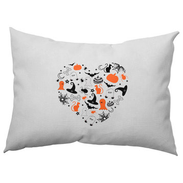 Halloween Heart Accent Pillow, Traditional Orange, 14"x20"