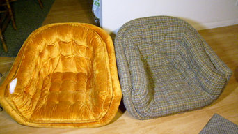 2-barrel back chairs- redesigned from original upholstery to a custom look.