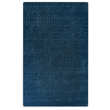 Technique 3' x 5' Solid Navy Hand Loomed Area Rug