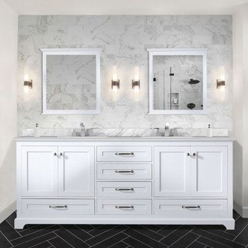 Dukes Bath Vanity, White, 80", Without Top, Vanity Only