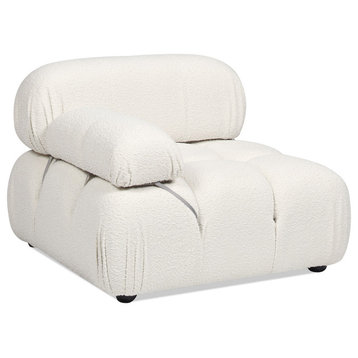 Marcel 36" Modular Modern Lounge Arm Chair, Ivory White Boucle