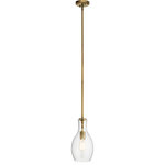 Kichler - Mini Pendant 1-Light - Based on decorative glass, Everly(TM) light fixtures present a memorable 1-light pendant. Our pendant features clear glass and a vintage squirrel cage filament lamp. Finished in Natural Brass our pendant will elevate any contemporary or traditional home.in.,