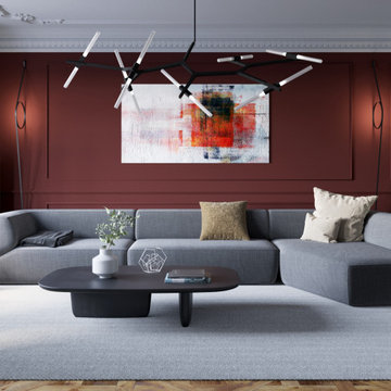 Red Living Room Twickenham (3D Visualisation)