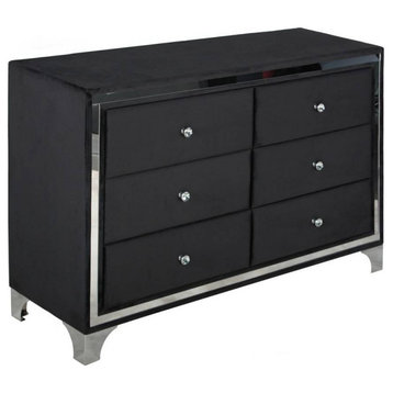 Better Home Products Monica Velvet Upholstered Double Dresser, Black
