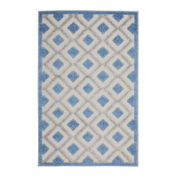 Nourison - Nourison Aloha 2'8" x 4' Blue/Grey Modern Area Rug - Doormats