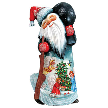 Midnight Tree Dancing Santa, Woodcarved Figurine