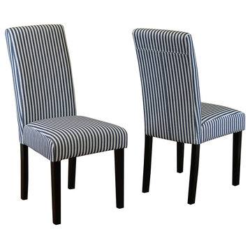 Villa Stripe Linen Dining Chairs, Set of 2, Black