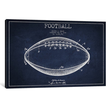"Football Navy Blue Patent Blueprint" by Aged Pixel, Canvas Print, 26"x18"