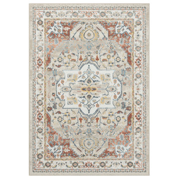 8' Ivory Abstract Runner Rug