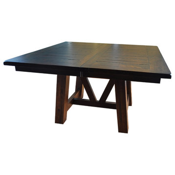 Hawthorne Rustic Cherry Square Extendable Dining Table , 60x60 4 Leaves