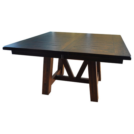 Hawthorne Rustic Cherry Square Extendable Dining Table , 60x60 4 Leaves