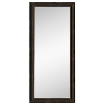Stately Bronze Non-Beveled Framed Floor Leaner Mirror, Stately Bronze