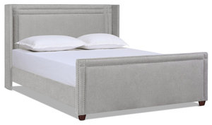 Elle Wingback Upholstered Panel Bed, Silver Grey Yarndye, King