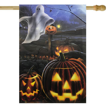 Pumpkins Ghost Spooky Halloween Outdoor House Flag 28" x 40"