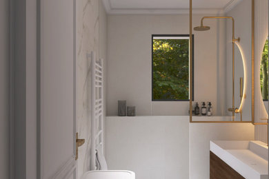 Cette image montre une salle de bain design.