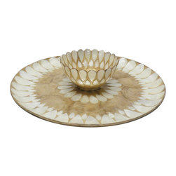 Capiz Platter with bowl. - Dinnerware