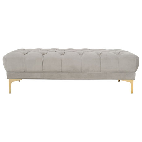 Maverick Tufted Rectangular Bench Grey/ Brass