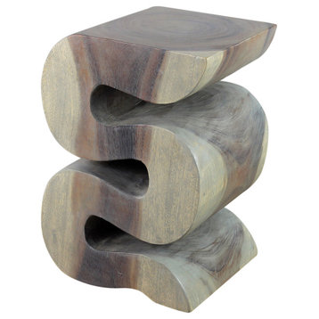 Haussmann Wood Big Wave Verve Accent Snake Table, 12x14x20, Agate Grey Oil