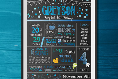 1st Birthday Chalkboard Designs (Available in 8x10, 11x14 & 16x20)