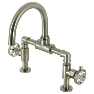 Kingston Brass KS2178RKX Bridge Bathroom Faucet With Push Pop-Up, Brushed Nickel