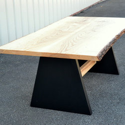 Live Edge Ash Table with Modern Style Base - Table Tops And Bases