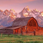 Walls 360, Inc. - Barn Grand Teton National Park Panoramic Fabric Wall Mural - Transform your empty walls with Walls 360's premium, repositionable wall graphics.