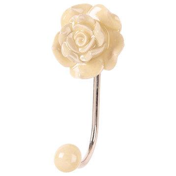 Set of Two Ceramic Hook with White Rose
