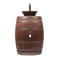 Premier - Wine Barrel Vanity Package with 14" Square Vessel Sink and Vessel Filler Fauc... - Bathroom Vanities And Sink Consoles